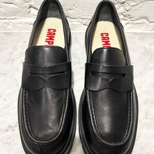 Camper Men's Black Leather Slip-On Loafers